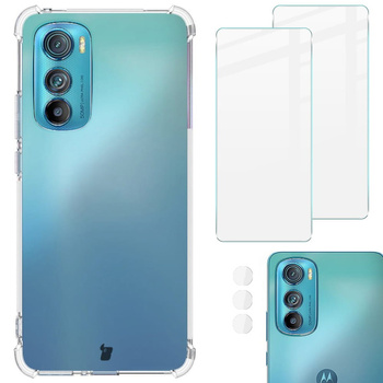 Etui + 2x szkło + obiektyw Bizon Case Clear Pack do Moto Edge 30, przezroczyste