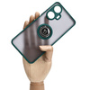 Etui z uchwytem na palec Bizon Case Hybrid Ring do Realme C55, przydymione z ciemnozieloną ramką