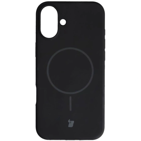 Silikonowe etui z pierścieniem magnetycznym Bizon Soft Case Magnetic do iPhone 16 Plus, czarne