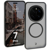 Etui z pierścieniem magnetycznym Bizon Case MatteO do Honor Magic7 Pro, półprzezroczyste z czarną ramką