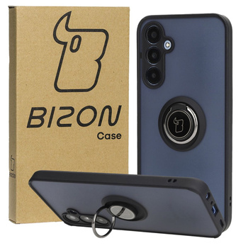 Etui z uchwytem na palec Bizon Case Hybrid Ring do Galaxy A25 5G, przydymione z czarną ramką