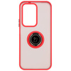 Etui z uchwytem na palec Bizon Case Hybrid Ring do Honor 200 Lite, przydymione z czerwoną ramką