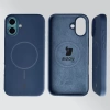 Silikonowe etui z pierścieniem magnetycznym Bizon Soft Case Magnetic do iPhone 16 Plus, granatowe