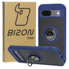 Etui z uchwytem na palec Bizon Case Hybrid Ring do Google Pixel 8a, przydymione z granatową ramką