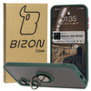 Etui z uchwytem na palec Bizon Case Hybrid Ring do Galaxy A16 4G/5G, przydymione z ciemnozieloną ramką
