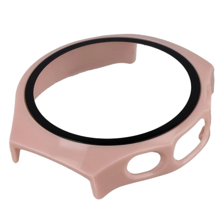 Etui ze szkłem do zegarka Bizon Case+Glass Watch do Huawei Watch 5 42 mm, różowe