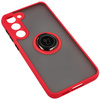 Etui z uchwytem na palec Bizon Case Hybrid Ring do Galaxy S23 Plus, przydymione z czerwoną ramką