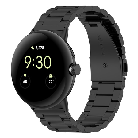 Pasek ze stali nierdzewnej Bizon Strap Watch Aura do Google Pixel Watch 3 45 mm, czarny