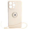 Etui Bizon Case Silicone Ring Sq do Apple iPhone 15 Pro Max, beżowe