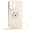 Etui Bizon Case Silicone Ring Sq do iPhone 15 Pro Max, beżowe