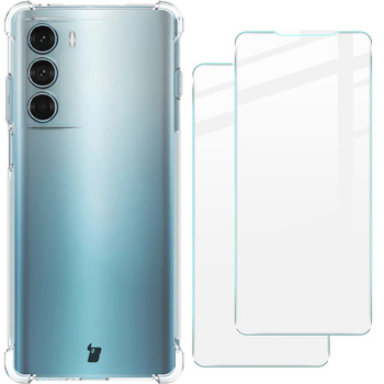 Etui + 2x szkło Bizon Case Clear Pack do Motorola Moto G200, przezroczyste
