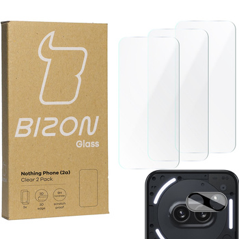 3x Szkło + szybka na aparat BIZON Clear 2 Pack do Nothing Phone (2a)