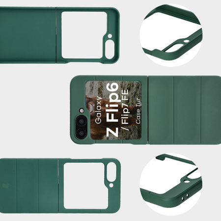 Pancerne etui Bizon Case Tur do Galaxy Z Flip7 FE / Z Flip6, ciemnozielone