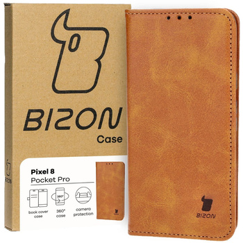 Etui z klapką Bizon Case Pocket Pro do Google Pixel 8, brązowe