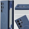 Silikonowe etui z pierścieniem magnetycznym Bizon Soft Case Magnetic do Galaxy S24 Ultra, granatowe