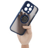 Etui z uchwytem na palec Bizon Case Hybrid Ring do iPhone 14 Pro, przydymione z granatową ramką