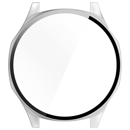 Etui ze szkłem do zegarka Bizon Case+Glass Watch do Huawei Watch GT 5 46 mm, satynowo srebrne
