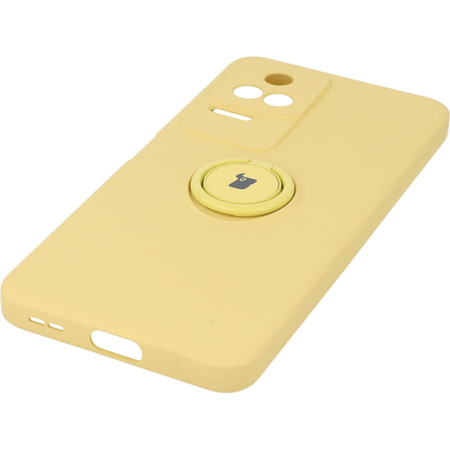 Etui Bizon Case Silicone Ring Sq do Xiaomi Poco F4, żółte