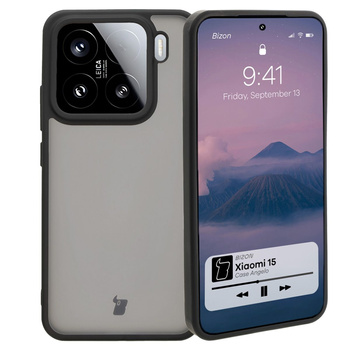 Etui Bizon Case Angelo do Xiaomi 15, półprzezroczyste z czarną ramką