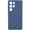 Silikonowe etui z pierścieniem magnetycznym Bizon Case Silicone Magnetic do Galaxy S25 Ultra, granatowe