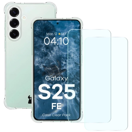 Elastyczne etui + 2x szkło hartowane Bizon Case Clear Pack do Galaxy S25 FE