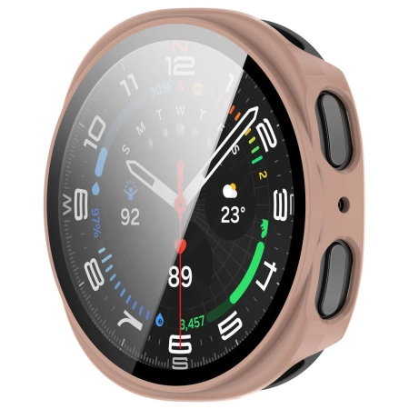 Etui ze szkłem do zegarka Bizon Case+Glass Watch do Samsung Galaxy Watch 8 40 mm, różowe