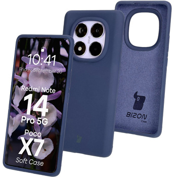 Silikonowe etui Bizon Soft Case do Xiaomi Redmi Note 14 Pro 5G / Poco X7, ciemnoniebieskie