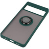 Etui z uchwytem na palec Bizon Case Hybrid Ring do Google Pixel 7 Pro, przydymione z ciemnozieloną ramką