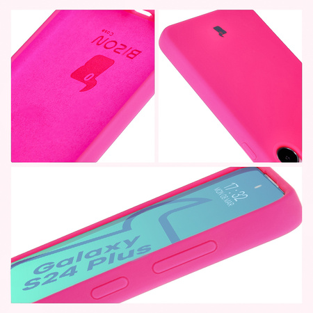 Silikonowe etui Bizon Soft Case do Galaxy S24 Plus, neonowo-różowe