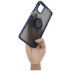 Etui z uchwytem na palec Bizon Case Hybrid Ring do Motorola Moto G22 / E32 / E32s, przydymione z granatową ramką