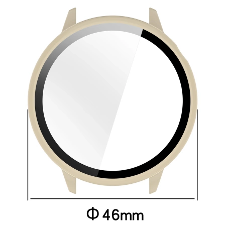 Etui ze szkłem do zegarka Bizon Case+Glass Watch do OnePlus Watch 3 43 mm, beżowe