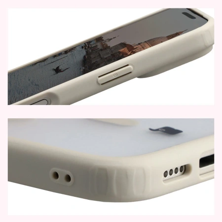 Etui z pierścieniem magnetycznym + szkło hartowane Bizon MatteO Pack do iPhone 17 Pro, przydymione-beżowe