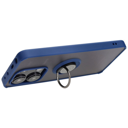 Etui z uchwytem na palec Bizon Case Hybrid Ring do Xiaomi Redmi Note 13 4G, przydymione z granatową ramką
