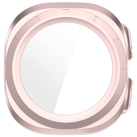 Etui ze szkłem do zegarka Bizon Case+Glass Watch do Galaxy Watch Ultra 2 / 1, satynowo różowe