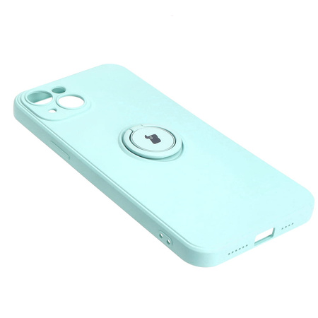 Etui Bizon Case Silicone Ring Sq do iPhone 15 Plus, turkusowe