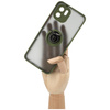 Etui z uchwytem na palec Bizon Case Hybrid Ring do Xiaomi Redmi A1, przydymione z zieloną ramką