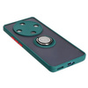 Etui z uchwytem na palec Bizon Case Hybrid Ring do Honor Magic6 Lite, przydymione z ciemnozieloną ramką