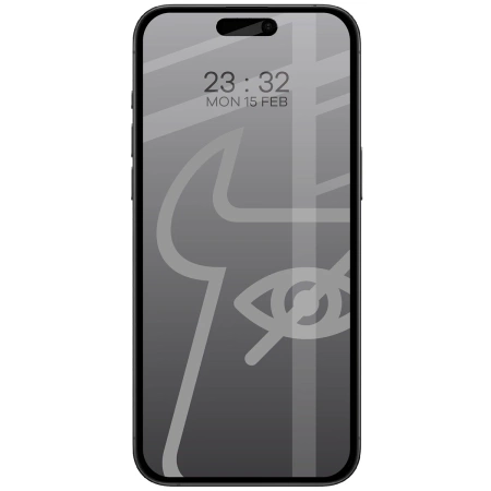 Prywatyzujące szkło hartowane Bizon Glass Edge Shadow Duo do iPhone 15 Pro Max, przyciemniane z czarną ramką, 2 sztuki