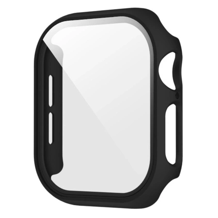 Etui ze szkłem do zegarka Bizon Case+Glass Watch do Apple Watch SE 3 / SE 2 / SE / 6 / 5 / 4 (44 mm), matowe czarne