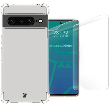 Etui + 2x folia Bizon Case Clear Pack do Google Pixel 7 Pro, przezroczyste