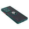 Etui z uchwytem na palec Bizon Case Hybrid Ring do Xiaomi Redmi Note 12 Pro 5G, przydymione z ciemnozieloną ramką