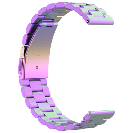 Pasek ze stali nierdzewnej do smartwatcha, Bizon Strap Watch Aura, Quick Release 22 mm, tęczowy