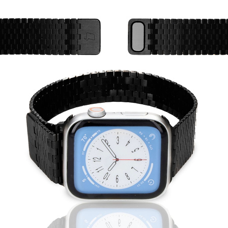 Pasek ze stali nierdzewnej Bizon Strap Watch Titanium do Apple Watch 44/45/49mm, czarny