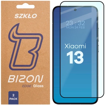 Szkło hartowane Bizon Glass Edge Duo do Xiaomi 13, czarna ramka, 2 sztuki