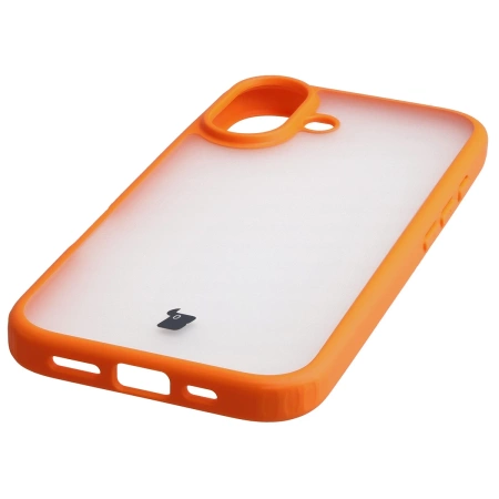 Etui Bizon Case Angelo do iPhone 17, półprzezroczyste z pomarańczową ramką