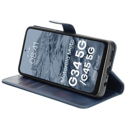 Etui z klapką Bizon Case Pocket do Motorola Moto G34 5G, granatowe