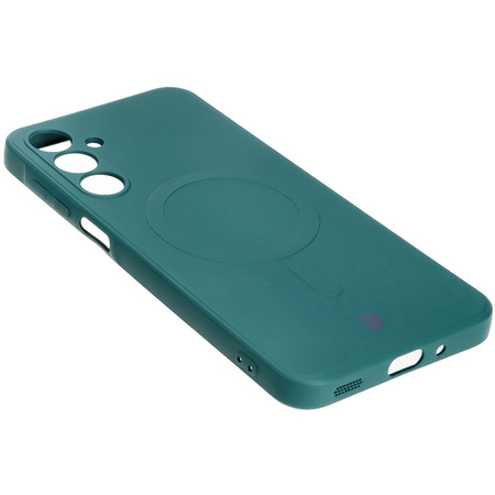Silikonowe etui z pierścieniem magnetycznym Bizon Case Silicone Magnetic Sq do Galaxy A16 4G / 5G, ciemnozielone