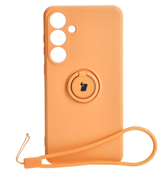 Etui Bizon Case Silicone Ring Sq do Galaxy S24 Plus, pomarańczowe