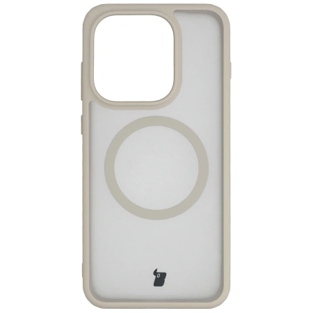 Etui z pierścieniem magnetycznym Bizon Case MatteO do Oppo Find X9, przydymione-beżowe