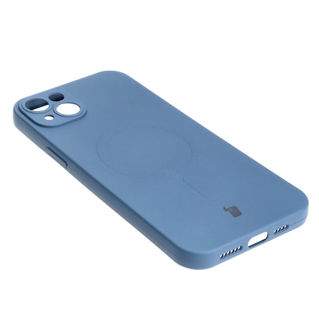 Etui silikonowe z pierścieniem magnetycznym Bizon Case Silicone Magnetic do iPhone 14 Plus, granatowe